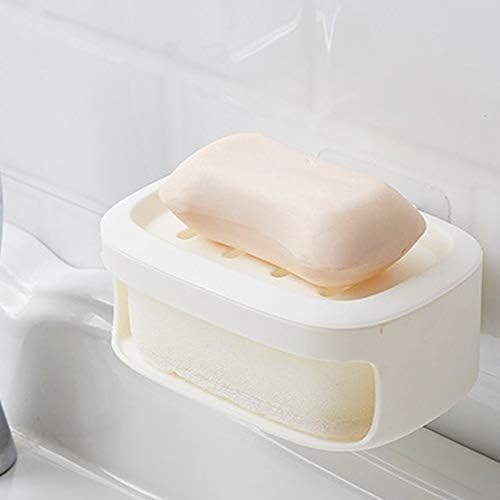Self-Draining Soap Dish with Sponge | 2-Layer Soap Holder for Bathroom & Kitchen | Removable Wall-Mounted Soap Tray with Moisture Absorbing Sponge