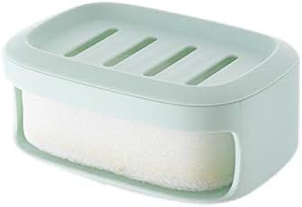 Self-Draining Soap Dish with Sponge | 2-Layer Soap Holder for Bathroom & Kitchen | Removable Wall-Mounted Soap Tray with Moisture Absorbing Sponge
