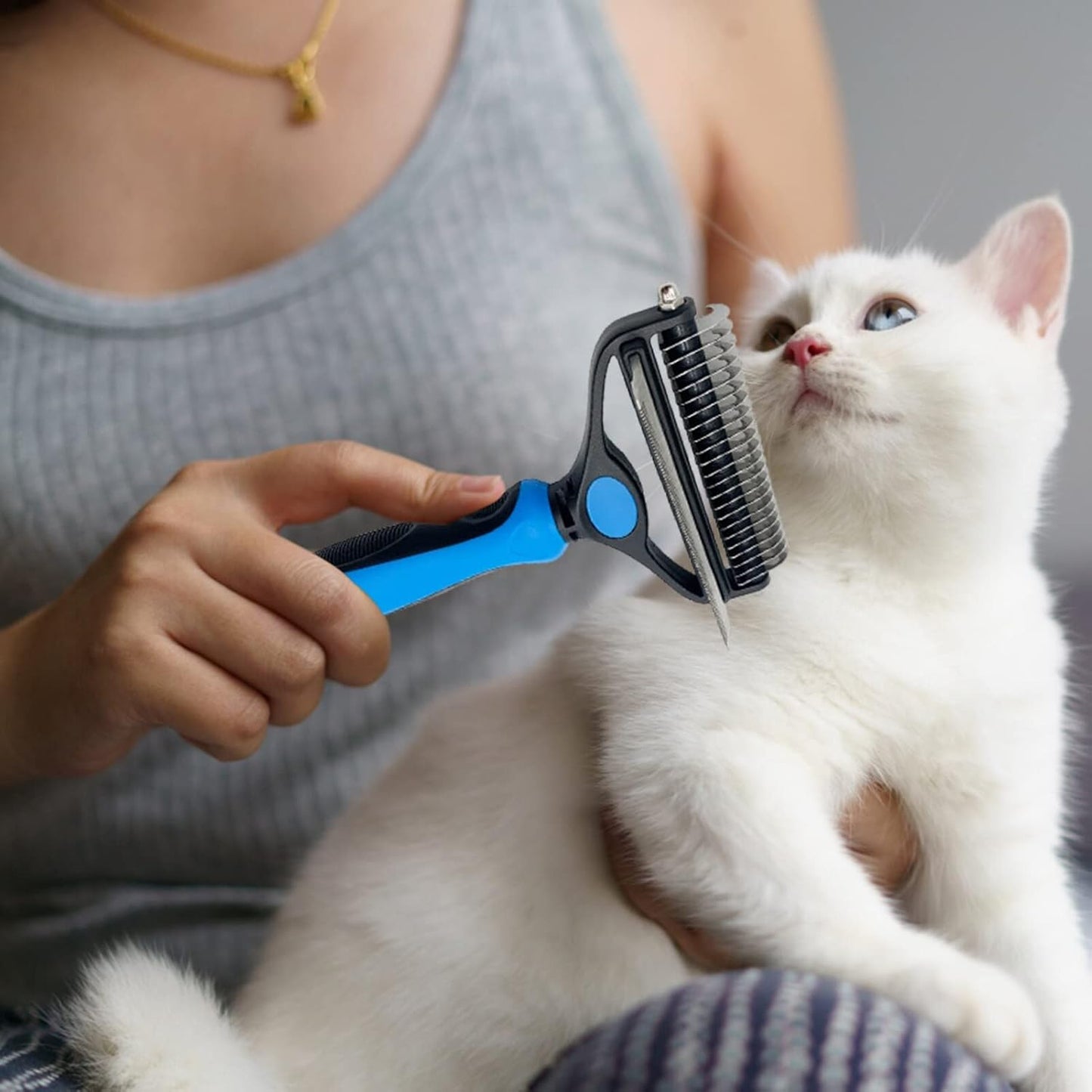 2-in-1 Pet Dematting & Deshedding Comb – Dog & Cat Grooming