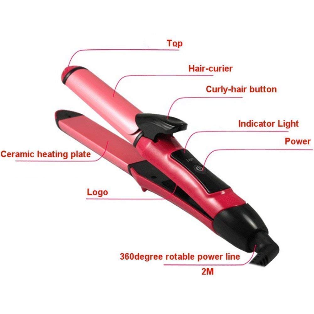 NH-2009 2-in-1 Hair Straightener and Curler | Ceramic-Coated Hair Styling Tool, Pink | Sleek, Smooth, & Wavy Hair Styling