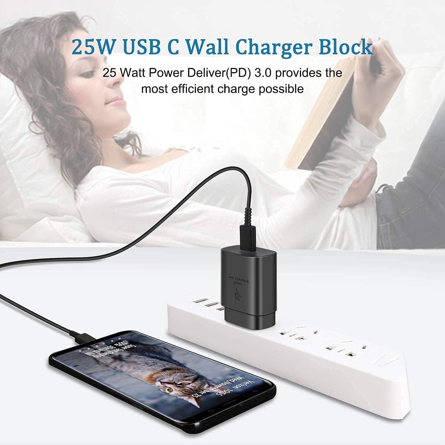 25W Superfast PD Charger Adapter Dock With Cable Combo For Samsung Type C to Type C