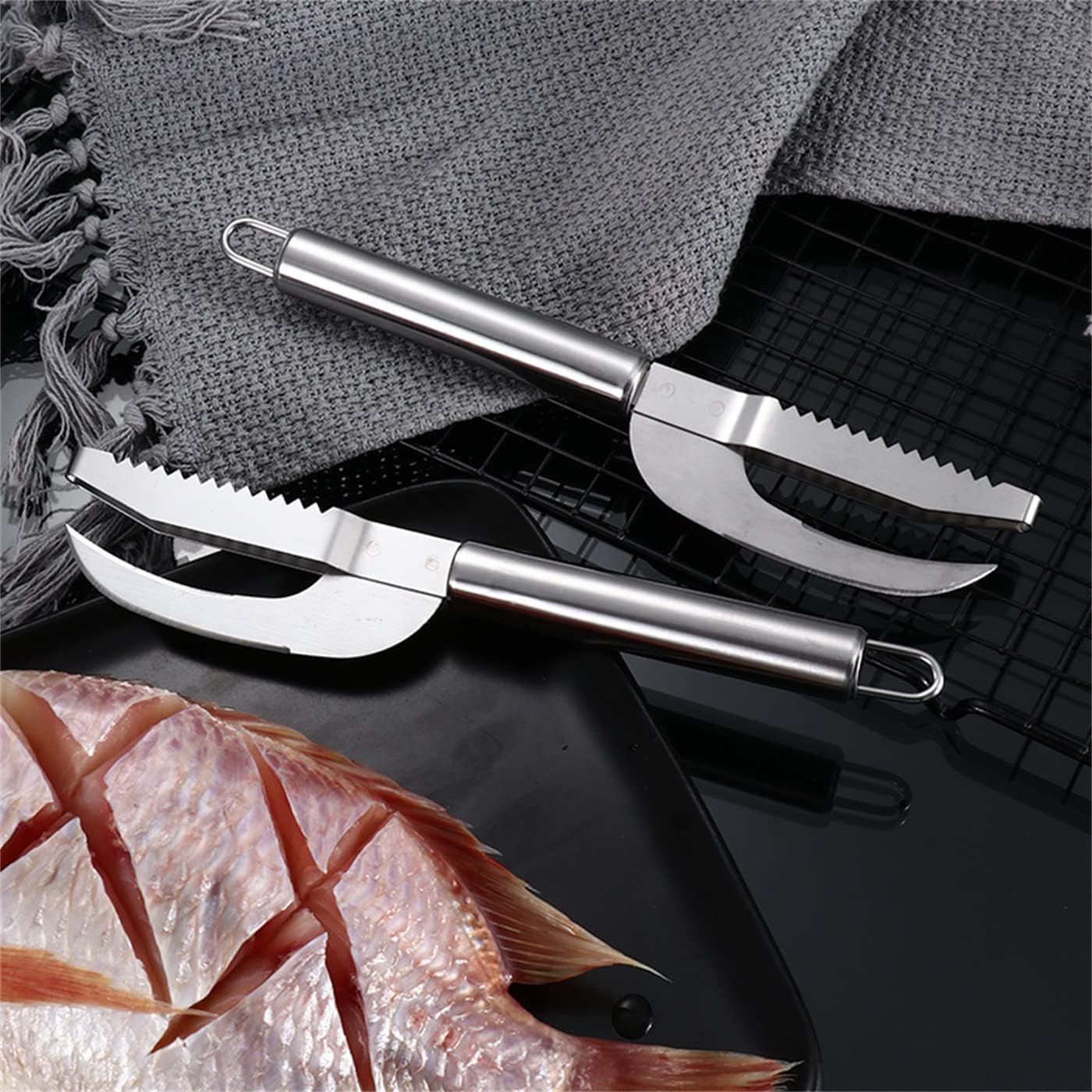 Stainless Steel 3-in-1 Fish Scaler & Knife – Sawtooth Scale Remover, Scraper & Cleaning Tool for Kitchen, Home & Restaurant