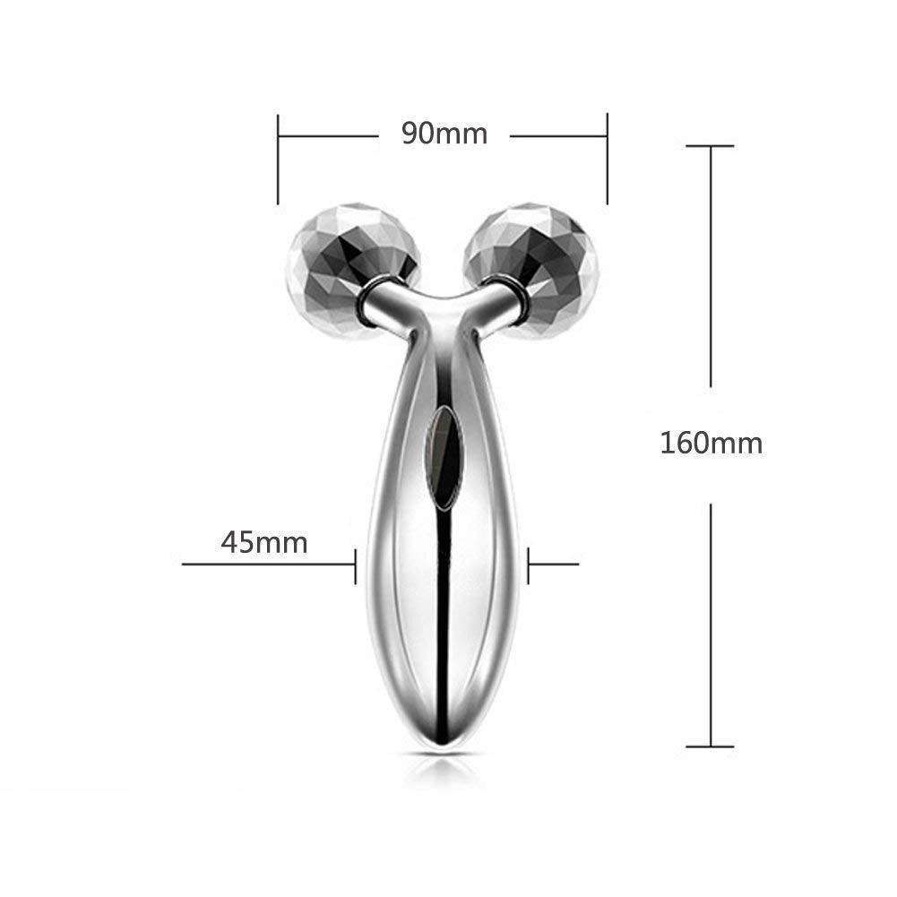 3D Face & Body Massager Roller - 360° Rotate Manual Roller for Skin Lifting, Wrinkle Removal & Full Body Massage (Silver)