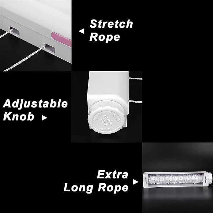 4-Line Retractable Clothesline - Wall Mounted Telescopic Laundry Dryer (3.2m) for Balcony/Bathroom | Space Saving Clothes Drying Rack for Indian Homes, Apartments & Hotels