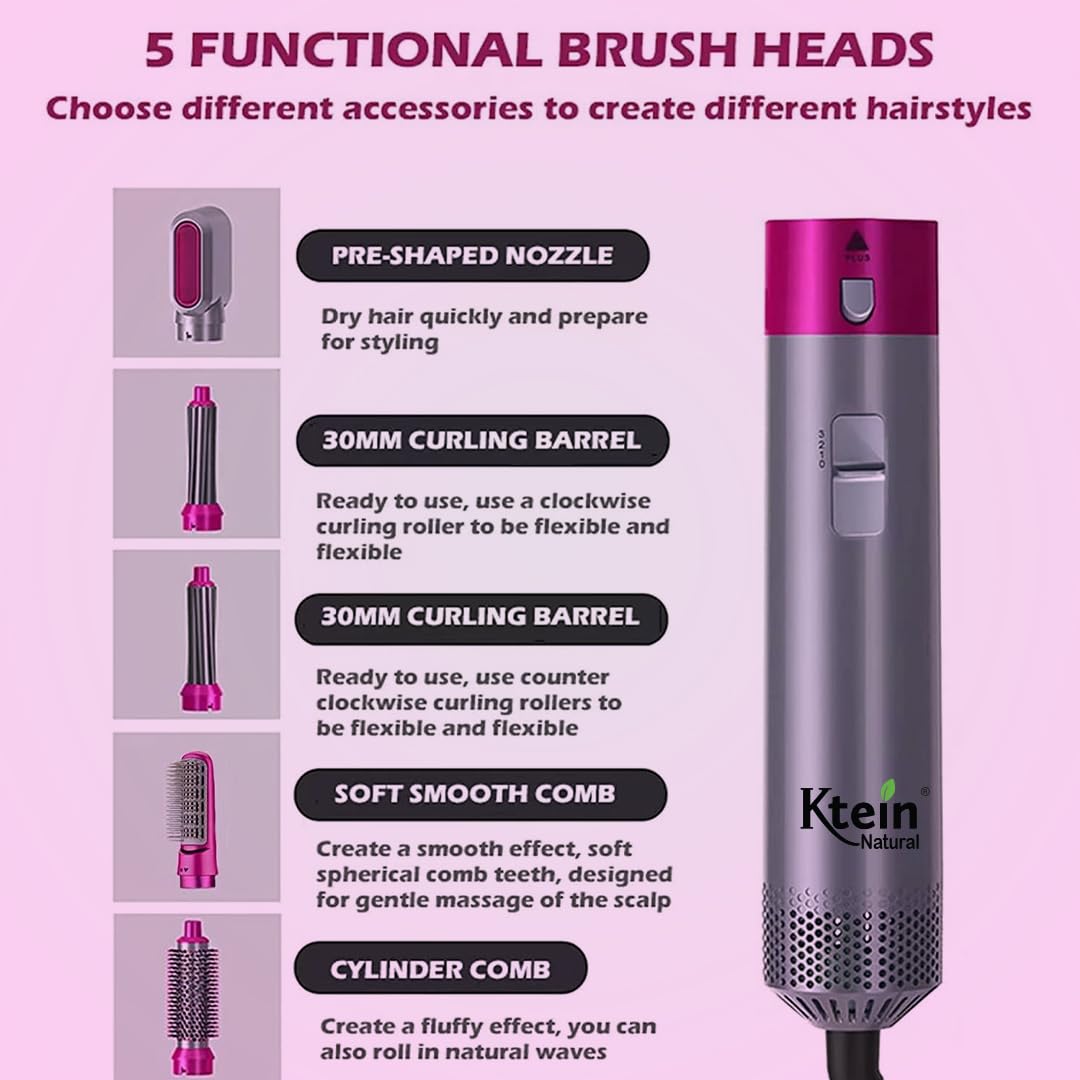 5-in-1 Hair Dryer Styling Tool | Curly, Straightening, Drying, & Styling Comb for All Hair Types