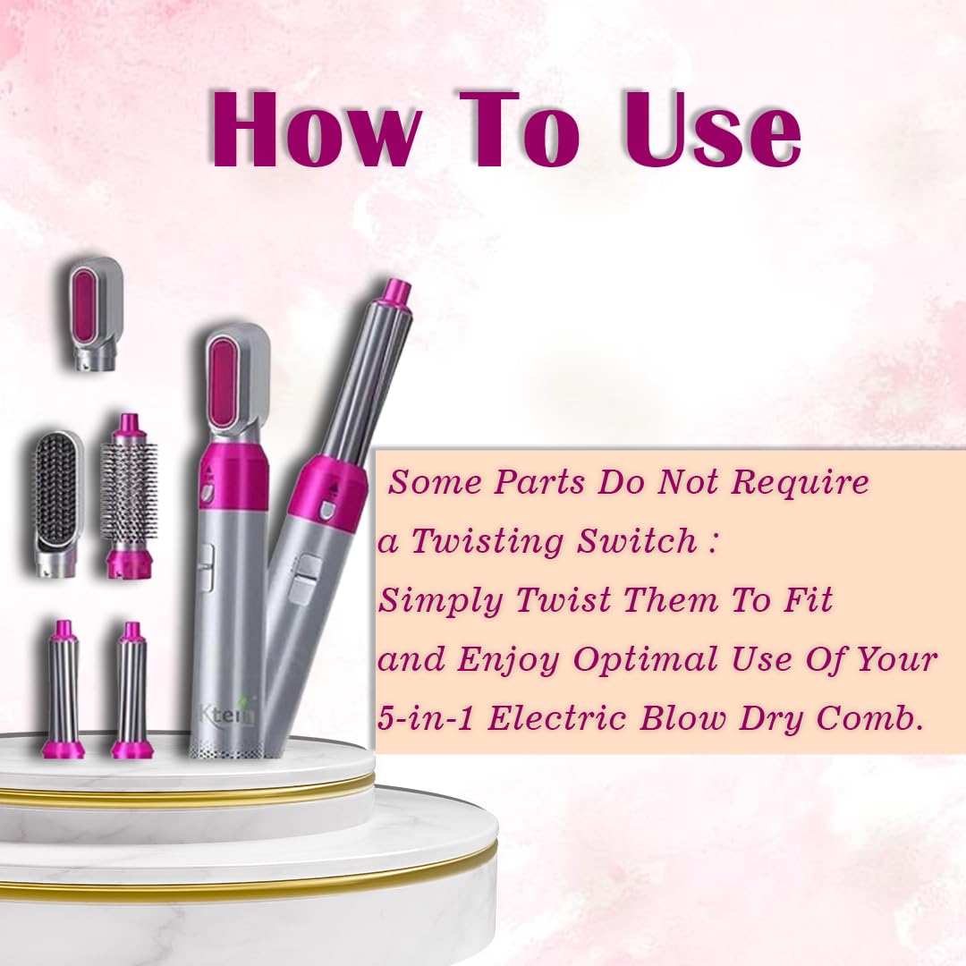 5-in-1 Hair Dryer Styling Tool | Curly, Straightening, Drying, & Styling Comb for All Hair Types