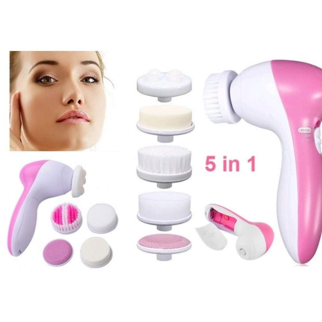 5 in 1 Electric Facial Massager & Exfoliator Face Care Cleanser Kit