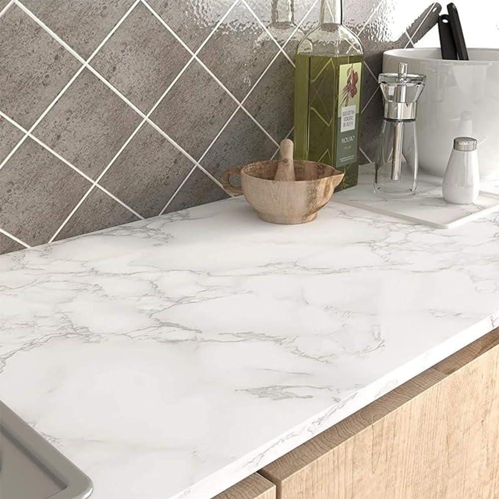 Vinyl Marble Wallpaper Peel and Stick Waterproof Wallpaper - Marble White