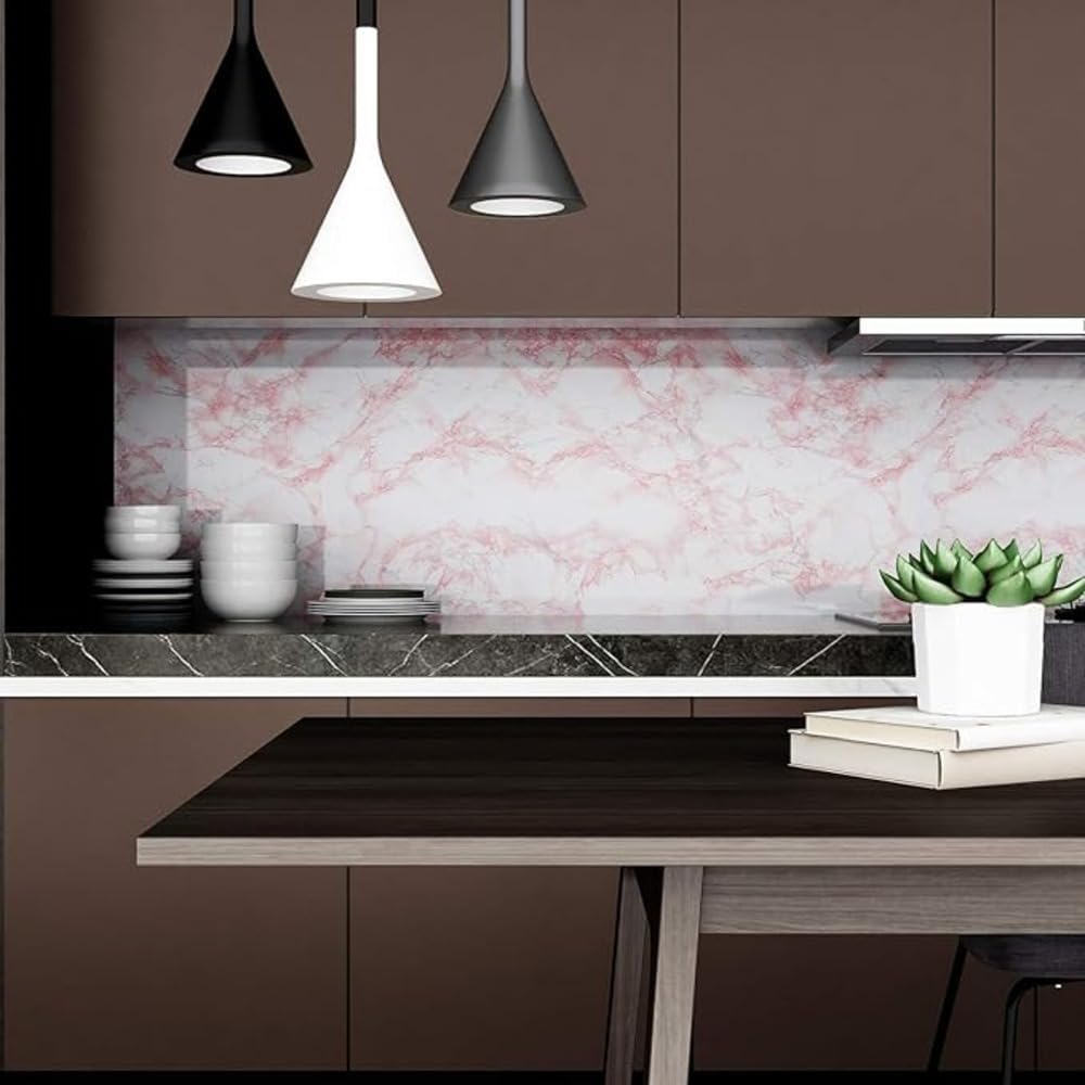 Vinyl Marble Wallpaper Peel and Stick Waterproof Wallpaper - Marble Pink