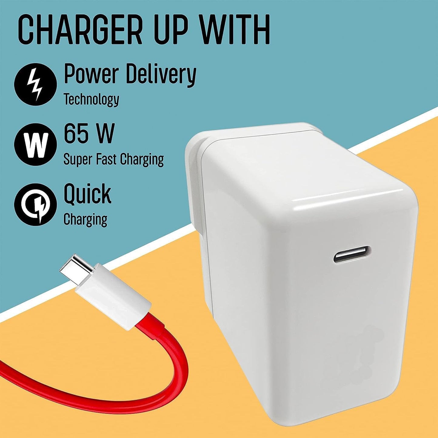 65W USB Type C Charger with Cable Dash Warp SuperVooc Compatible with Oneplus