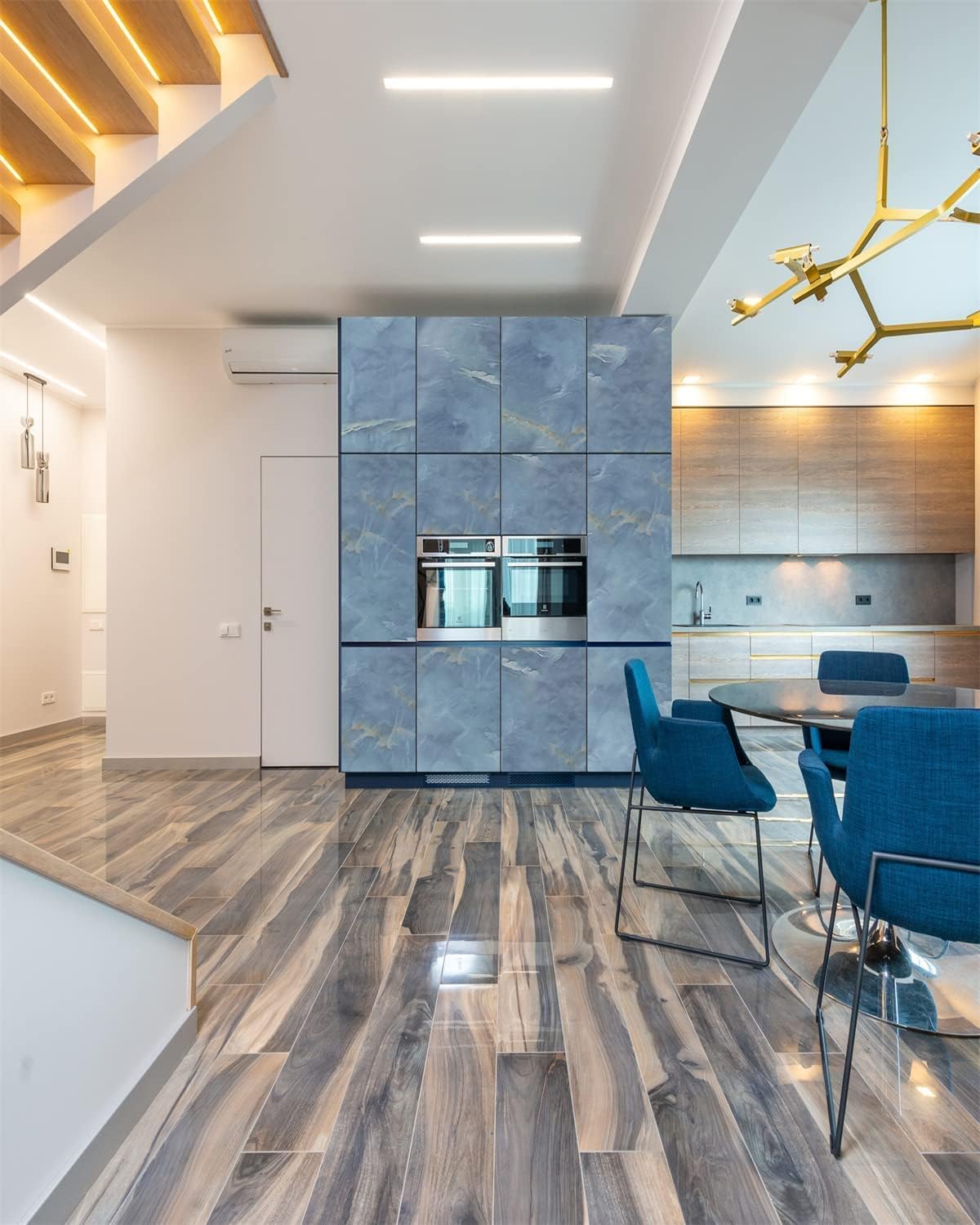 Vinyl Marble Wallpaper Peel and Stick Waterproof Wallpaper - Marble Blue