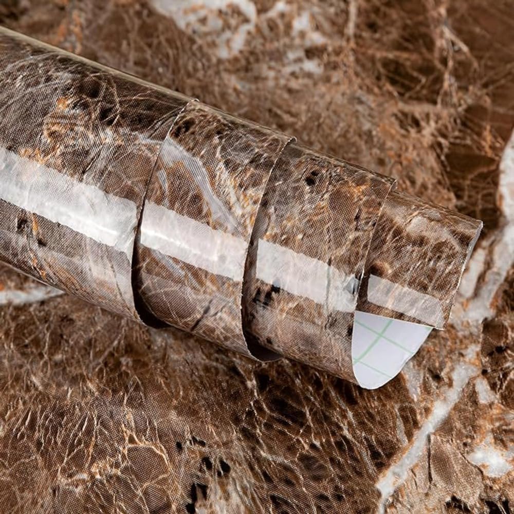 Vinyl Marble Wallpaper Peel and Stick Waterproof Wallpaper - Marble Brown
