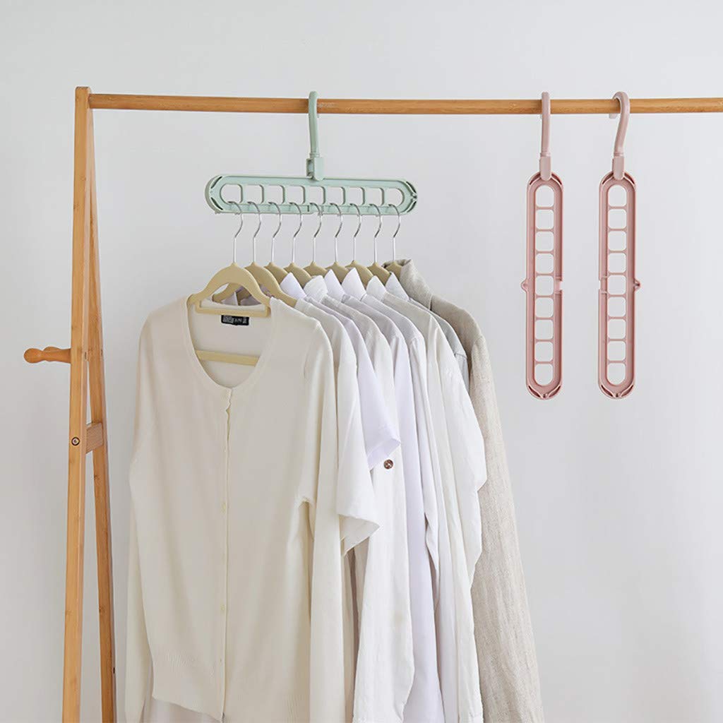 9-Hole Rotating Wardrobe Organizer Hangers with Anti-Skid Design Space-Saving 1pcs random colour