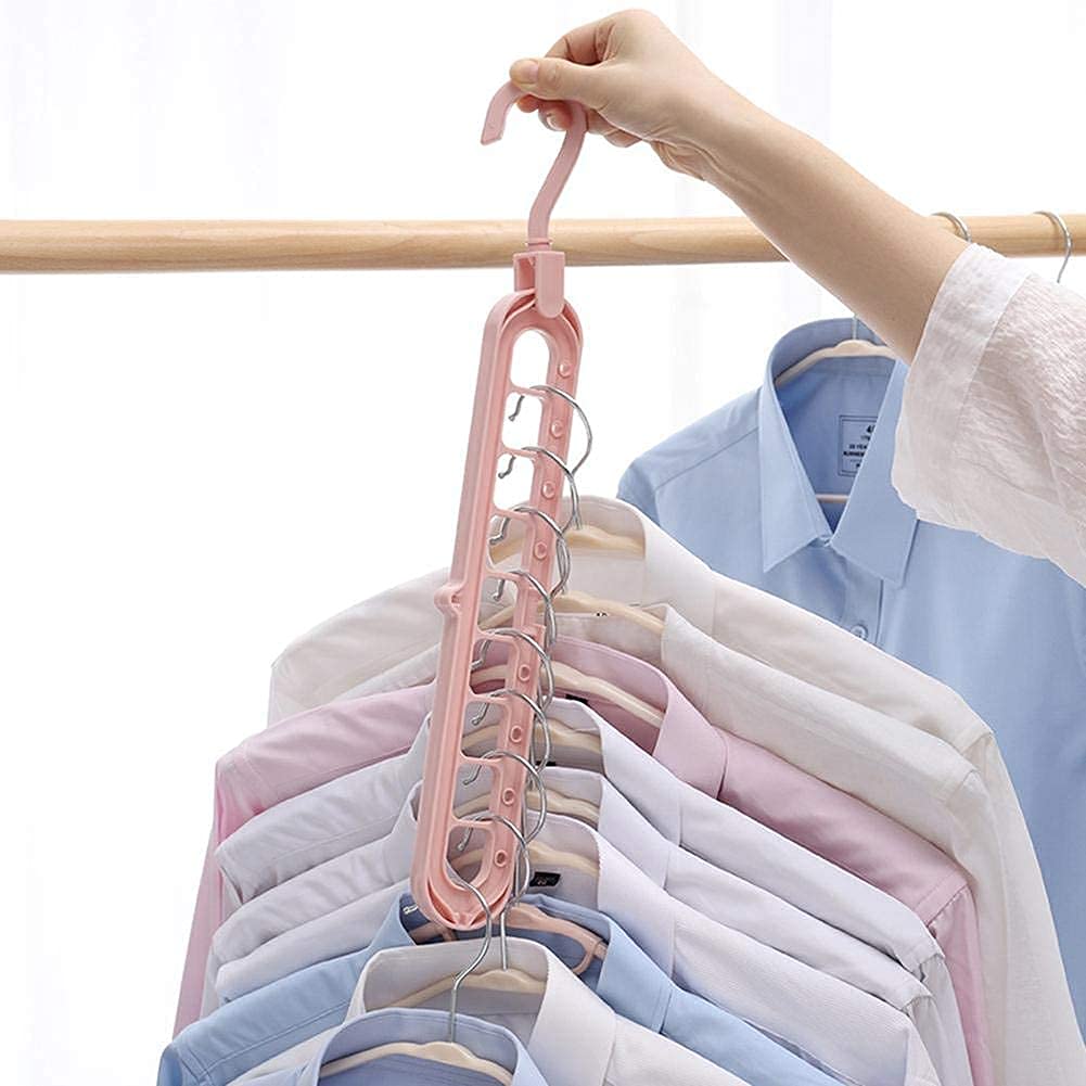 9-Hole Rotating Wardrobe Organizer Hangers with Anti-Skid Design Space-Saving 1pcs random colour