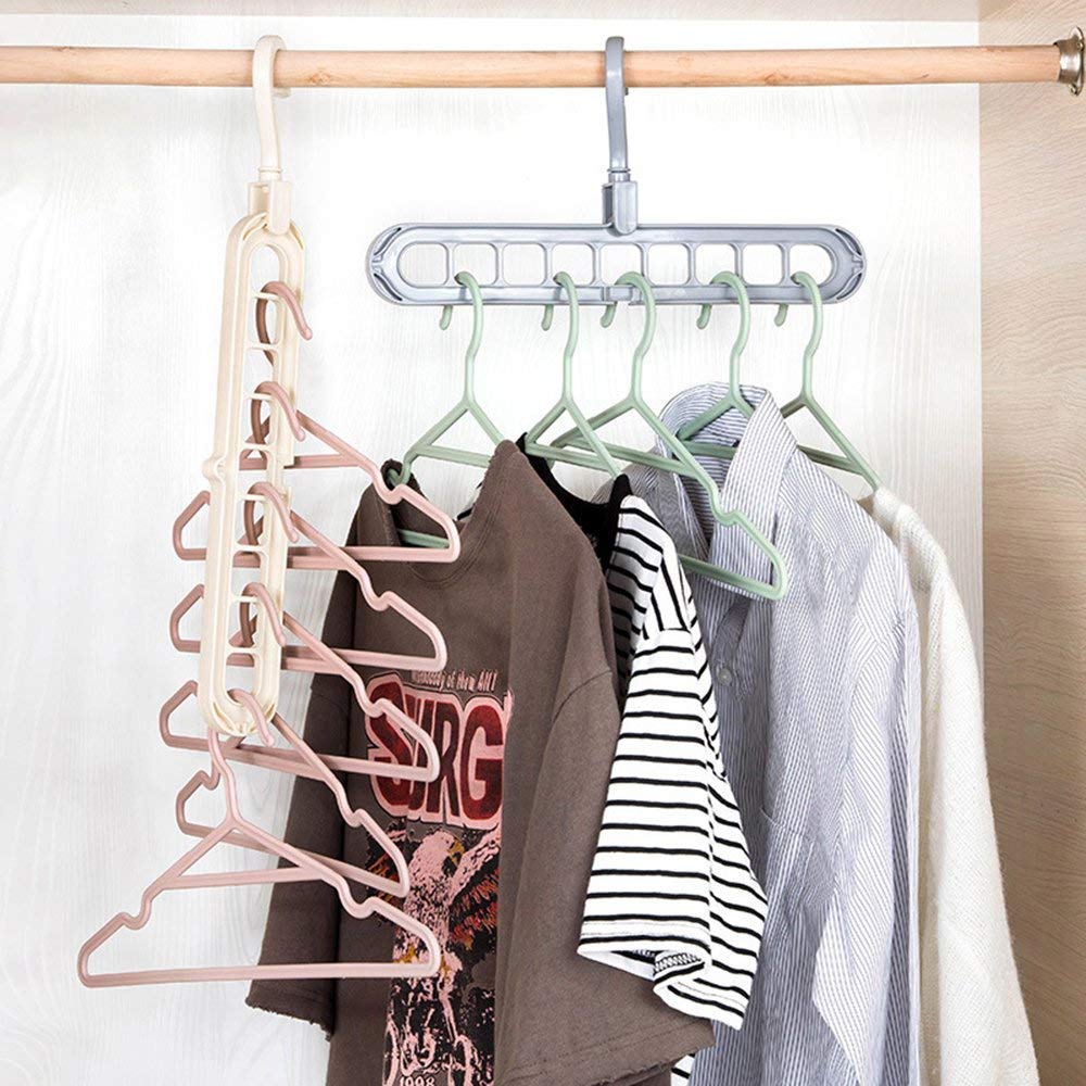 9-Hole Rotating Wardrobe Organizer Hangers with Anti-Skid Design Space-Saving 1pcs random colour