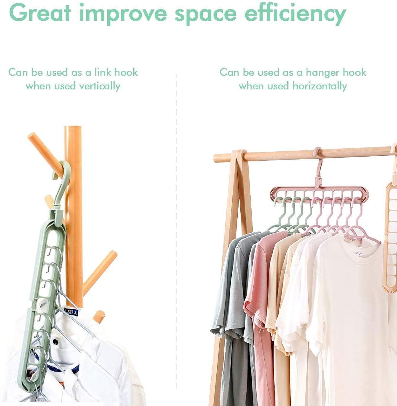 9-Hole Rotating Wardrobe Organizer Hangers with Anti-Skid Design Space-Saving 1pcs random colour