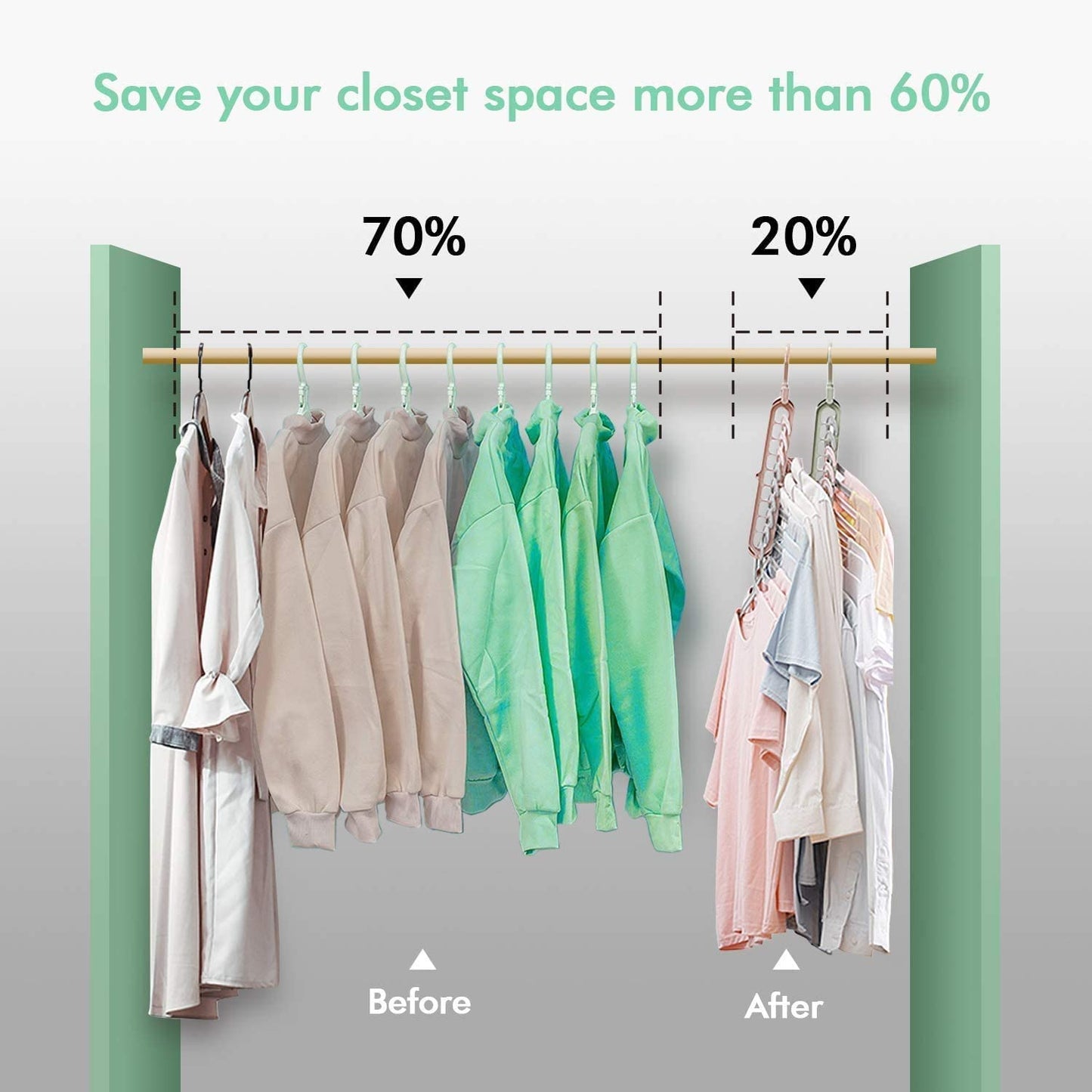 9-Hole Rotating Wardrobe Organizer Hangers with Anti-Skid Design Space-Saving 1pcs random colour