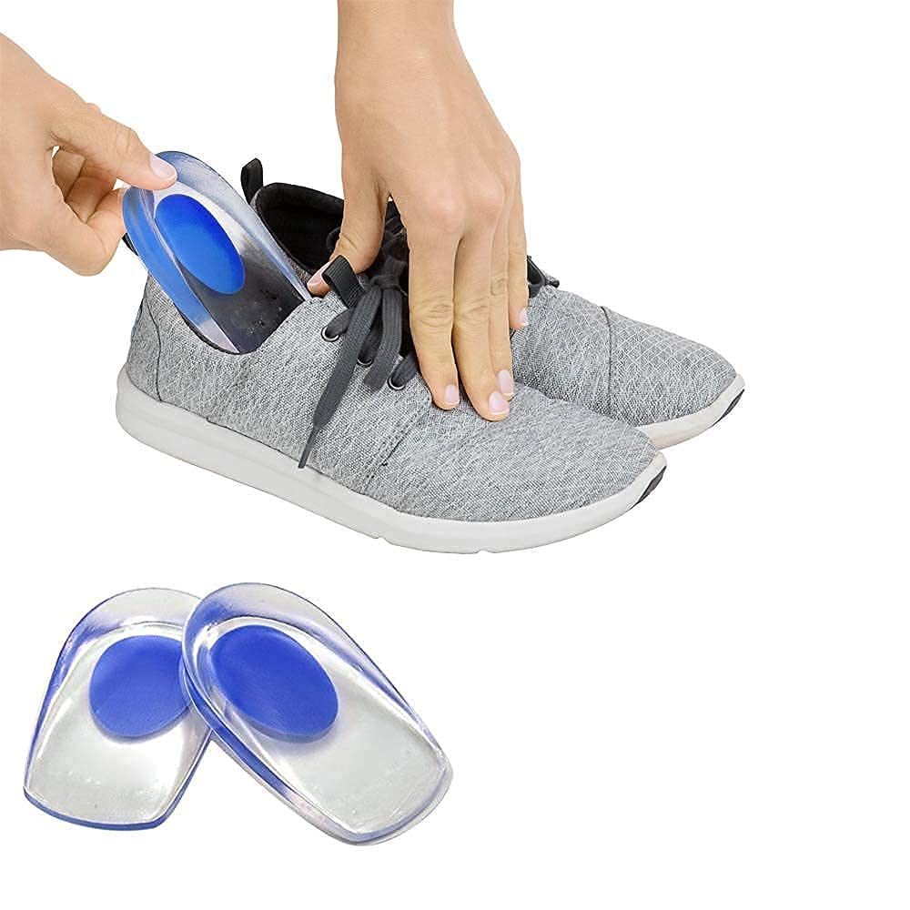 Blue Silicone Gel Heel Cups (1 Pair) - Pain Relief for Heel Spur, Plantar Fasciitis & Ankle Pain