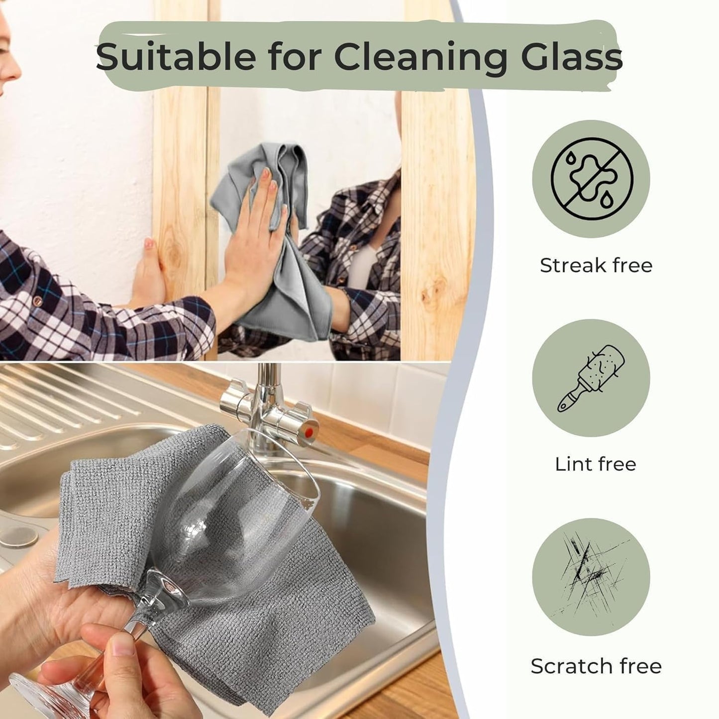 Microfiber Cleaning Cloth Roll, Reusable Tear-Away Kitchen Rags 25x25