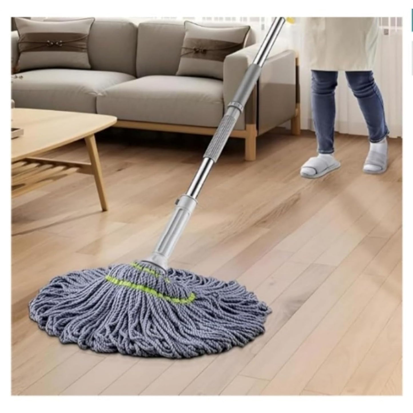 Self-Wringing Twist Mop with Extendable Handle - Microfiber Floor Cleaning Mop for Home, Office & Shops | 360° Swivel Head | Stainless Steel Telescopic Rod | Easy Wringing Technology