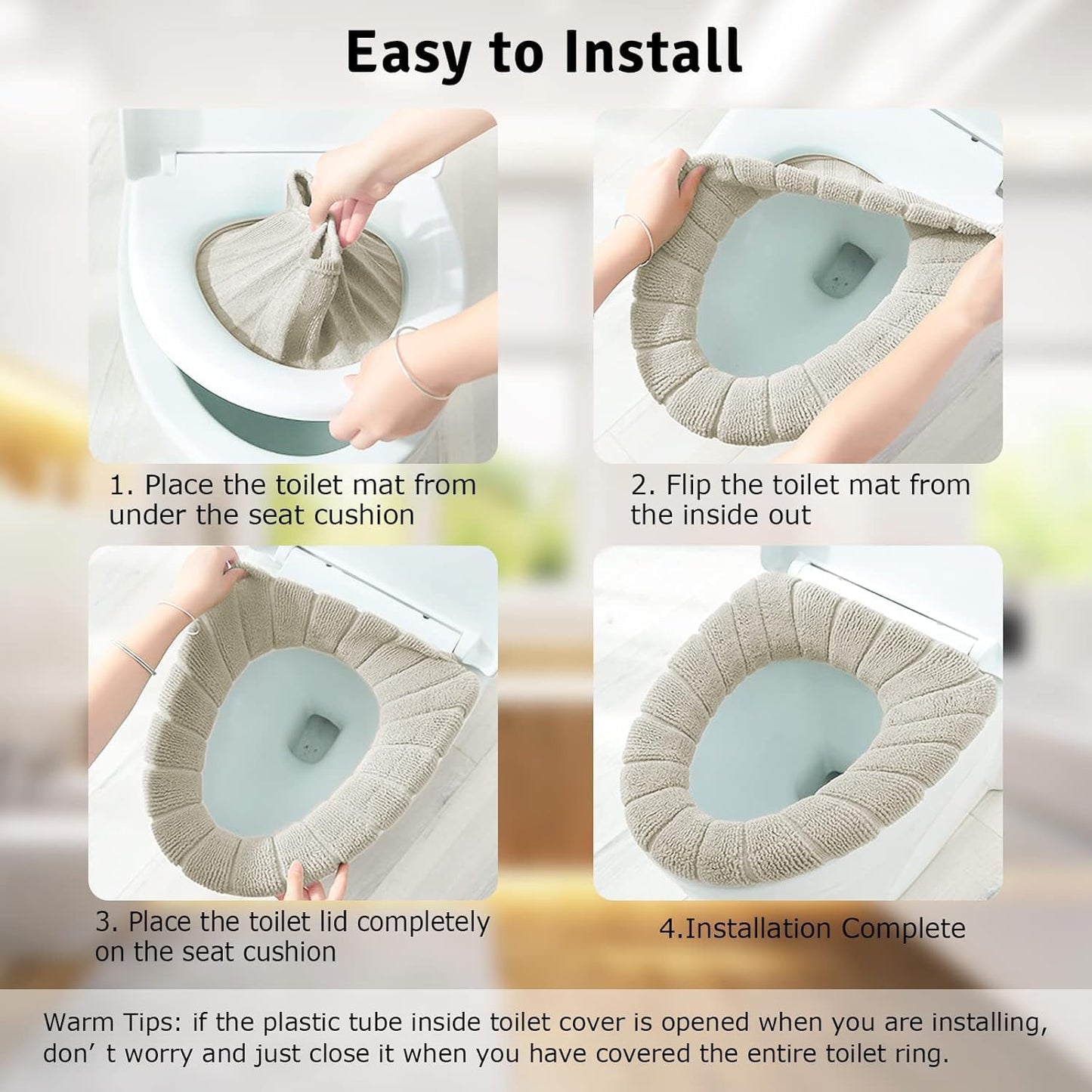 Soft Washable Toilet Seat Cover Cushion – Warm & Reusable Pad