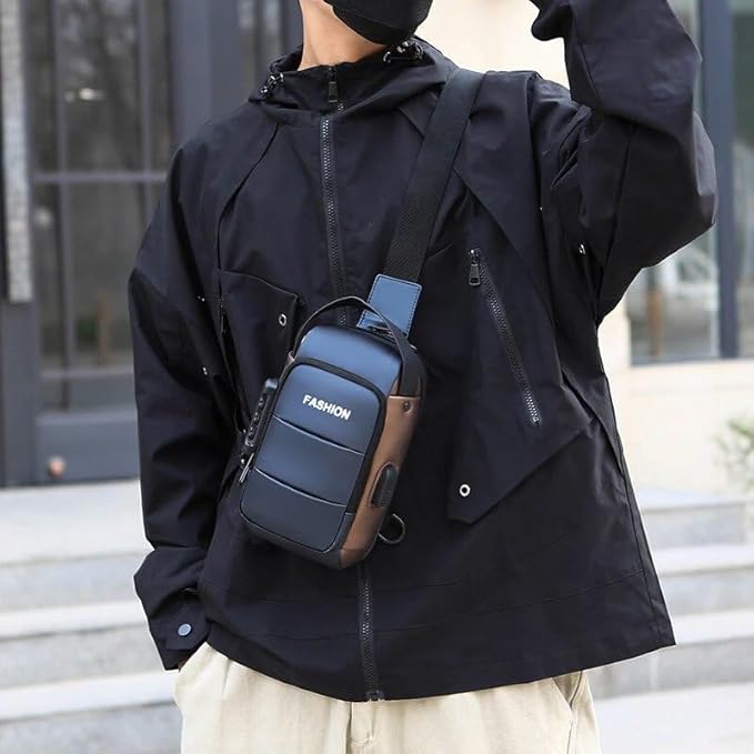 Waterproof Anti-Theft Sling Bag with USB Port & Lock