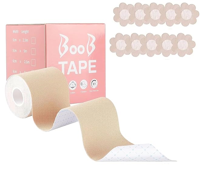 Boob Tape with 10 Nipple Pasties for Breast Lift for Strapless Dress for Women Nipple Tape for Women Lifting Body