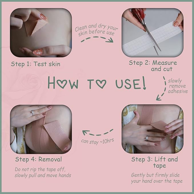 Boob Tape with 10 Nipple Pasties for Breast Lift for Strapless Dress for Women Nipple Tape for Women Lifting Body