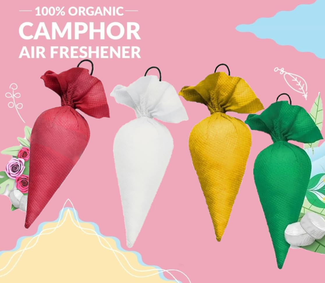 Organic Camphor Cone - 2-in-1 Air Freshener & Mosquito Repellent for Car, Wardrobe & Home