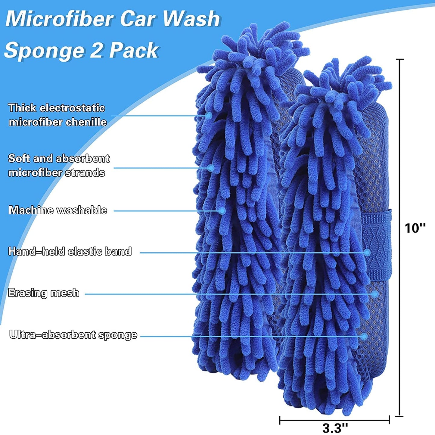 Multipurpose Microfiber Car Cleaning Sponge - Scratch-Free Duster & Wash Mitt (Pack of 1)