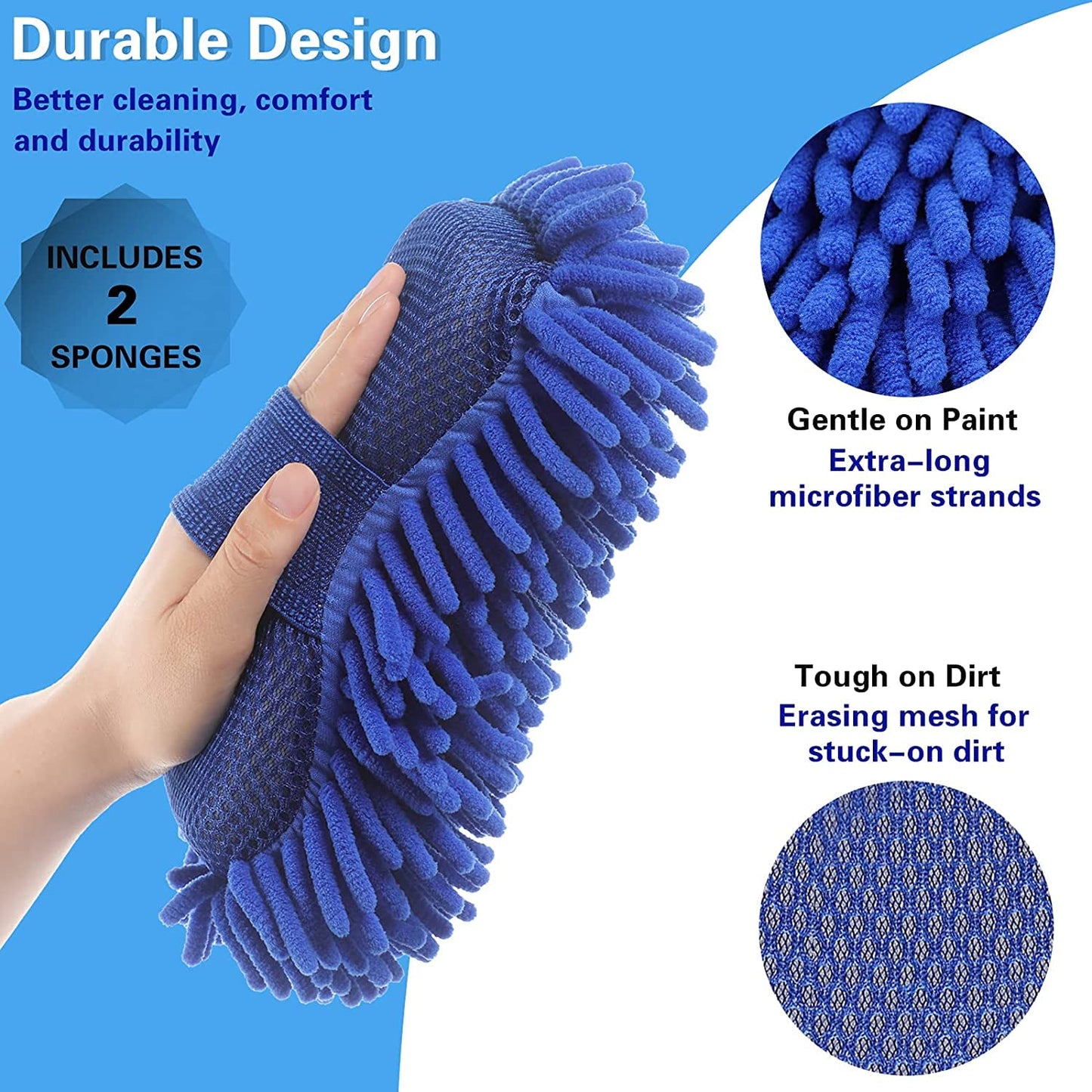 Multipurpose Microfiber Car Cleaning Sponge - Scratch-Free Duster & Wash Mitt (Pack of 1)