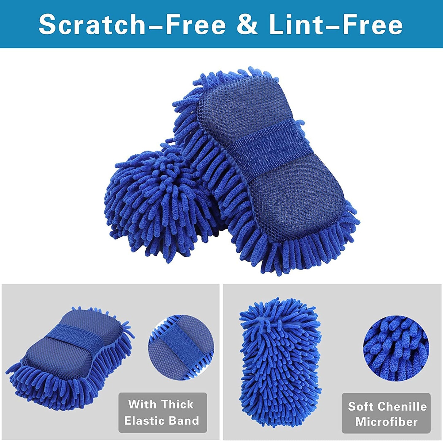 Multipurpose Microfiber Car Cleaning Sponge - Scratch-Free Duster & Wash Mitt (Pack of 1)