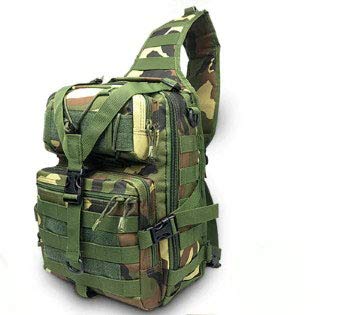 Urban Commuter Anti-Theft Sling Bag - 20L Military Green Tactical Backpack with Laptop & Tiffin Compartment | Waterproof Nylon Multipocket Bag for Men/Women (Army Print)