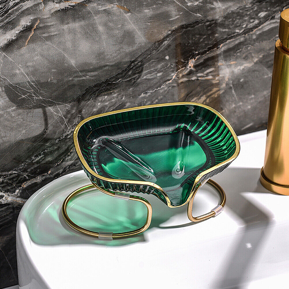 Clam Shape Self-Draining Soap Dish | Eco-Friendly Soap Holder with Metal Frame | Single-Layer Soap Tray for Bathroom & Kitchen