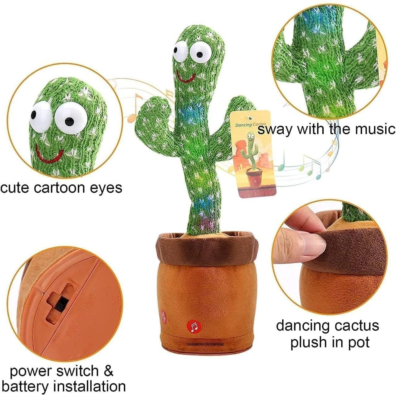Dancing Cactus Talking Toy, Cactus Plush Toy, Wriggle & Singing