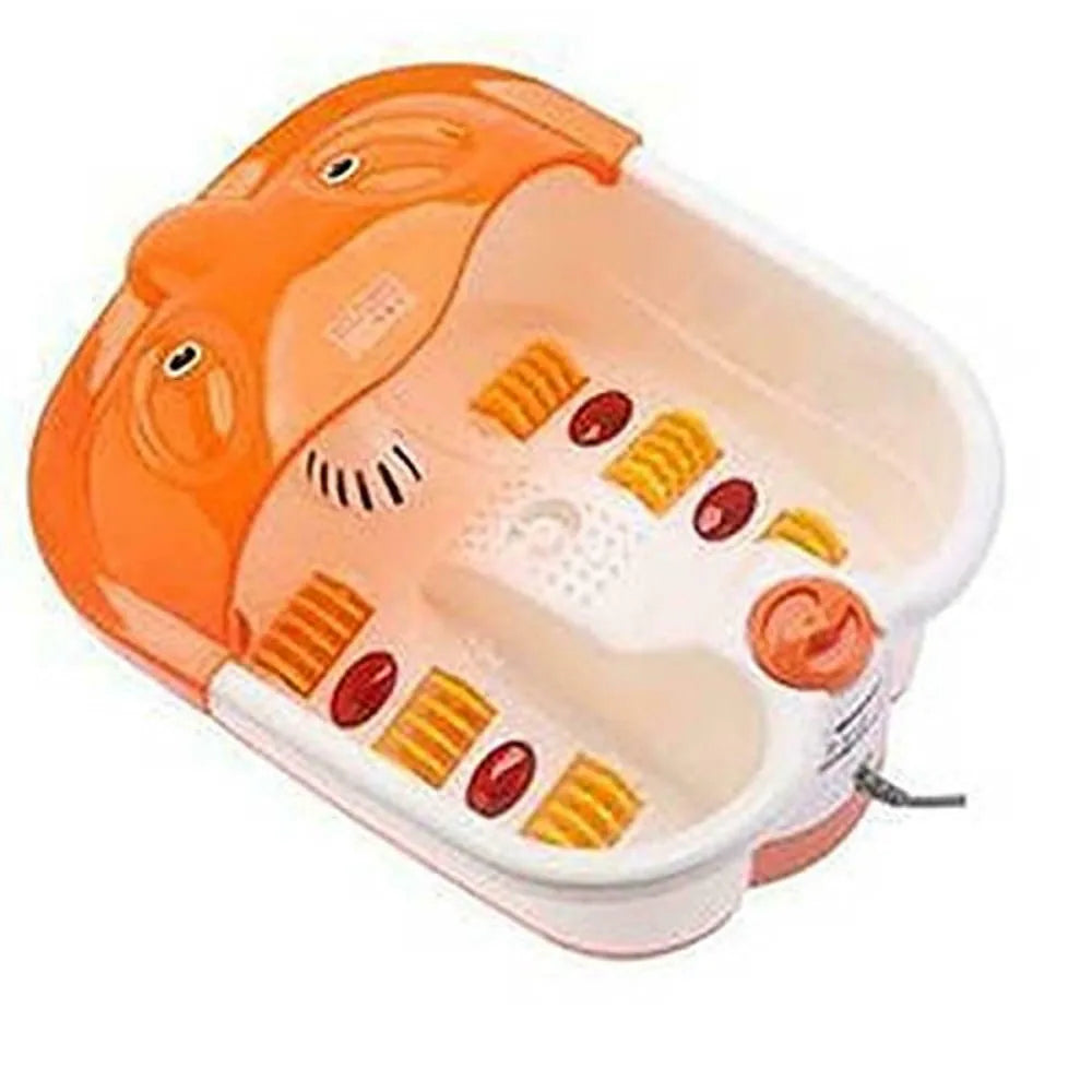 Electric Foot Spa Massager with Bubble, Heat & Roller | Pain Relief Pedicure Tub for Men & Women | Heated Water, Vibration, Aromatherapy Compatible | Orange Footbath Machine