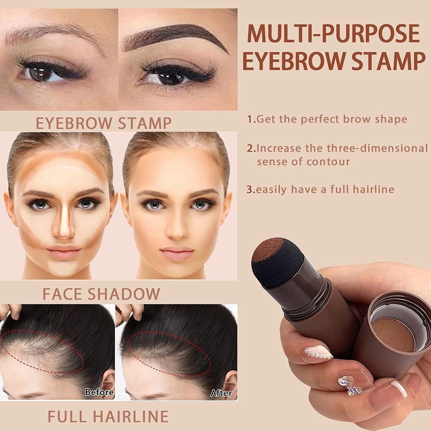Natural Hairline Powder Stick | Quick Hair Root Touch-Up for Gray Hair | Sweatproof & Waterproof Hair Filler Powder
