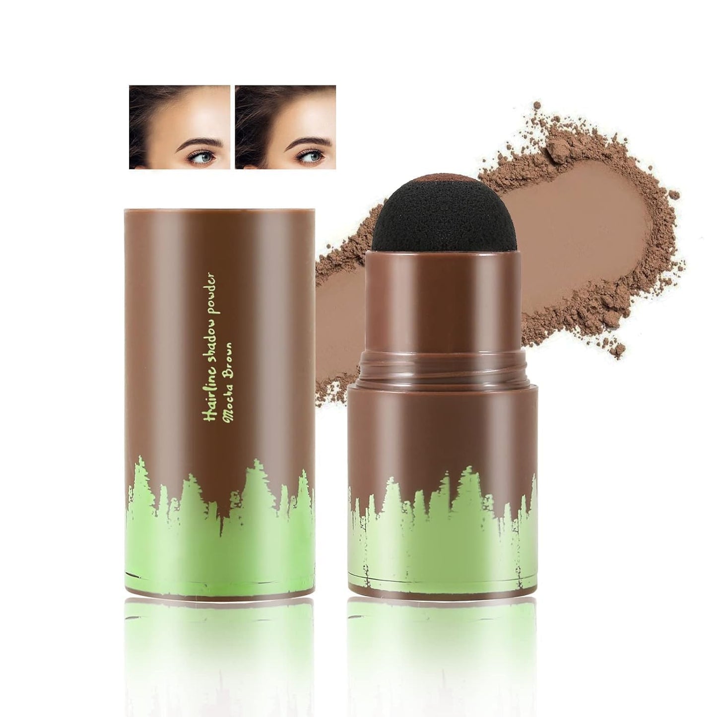 Natural Hairline Powder Stick | Quick Hair Root Touch-Up for Gray Hair | Sweatproof & Waterproof Hair Filler Powder (Brown)