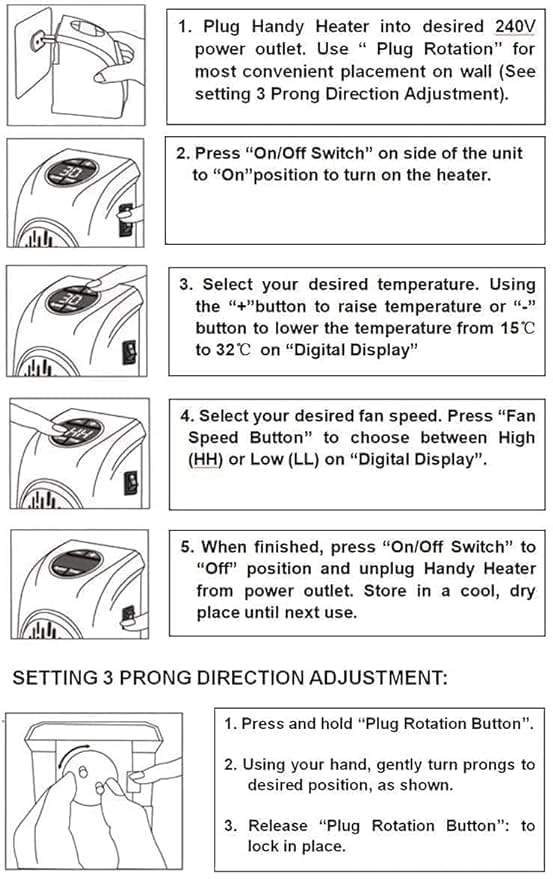 Electric Handy Heater | Portable Wall-Outlet Mini Room Heater for Bedroom, Office, Bathroom & Home Use