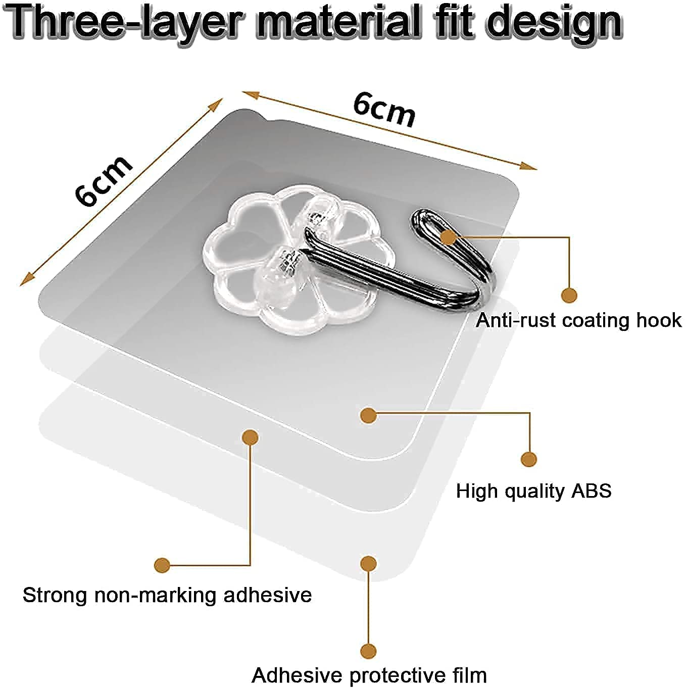 Heavy Duty Transparent Flower Wall Hooks - Self-Adhesive, Drill-Free Stainless Steel Hangers