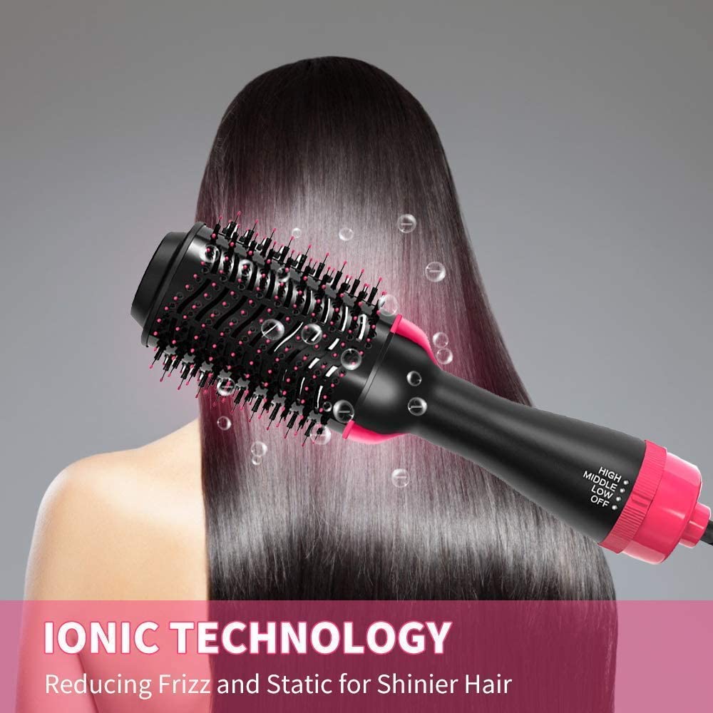 One-Step Hair Dryer & Volumizer | 3-in-1 Hot Air Brush, Ionic Hair Straightener & Curler | Adjustable Temperature for All Hair Types