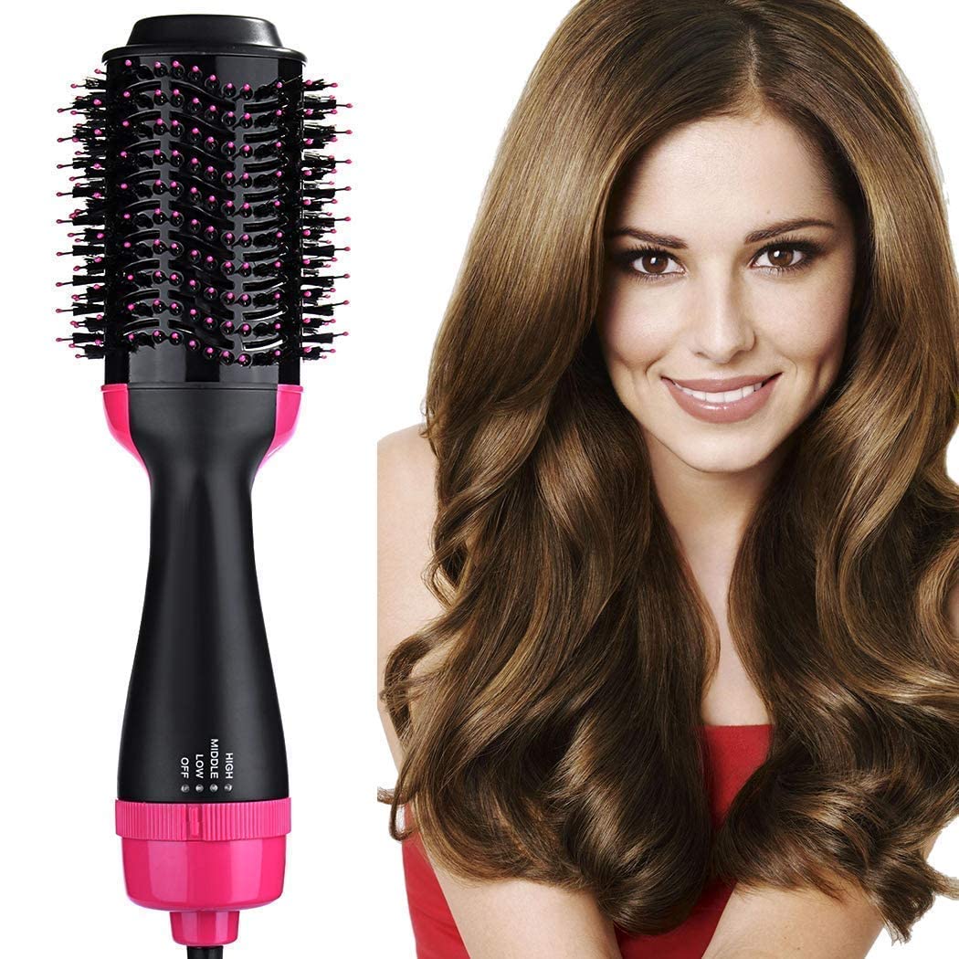One-Step Hair Dryer Volumizer 3-in-1 Hot Air Brush, Ionic Hair  Straightener Curler Adjustable Temperature for All Hair Types