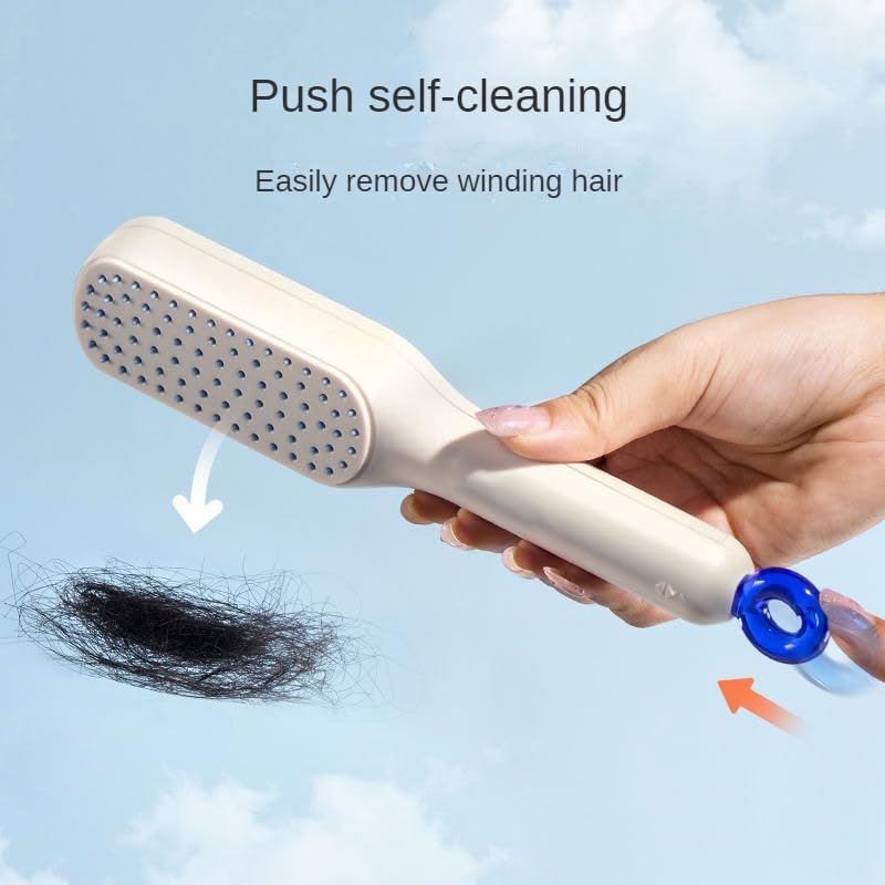 Self-Cleaning Hair Brush | Anti-Static Detangling Comb with Retractable Bristles | Scalp Massage Comb for All Hair Types