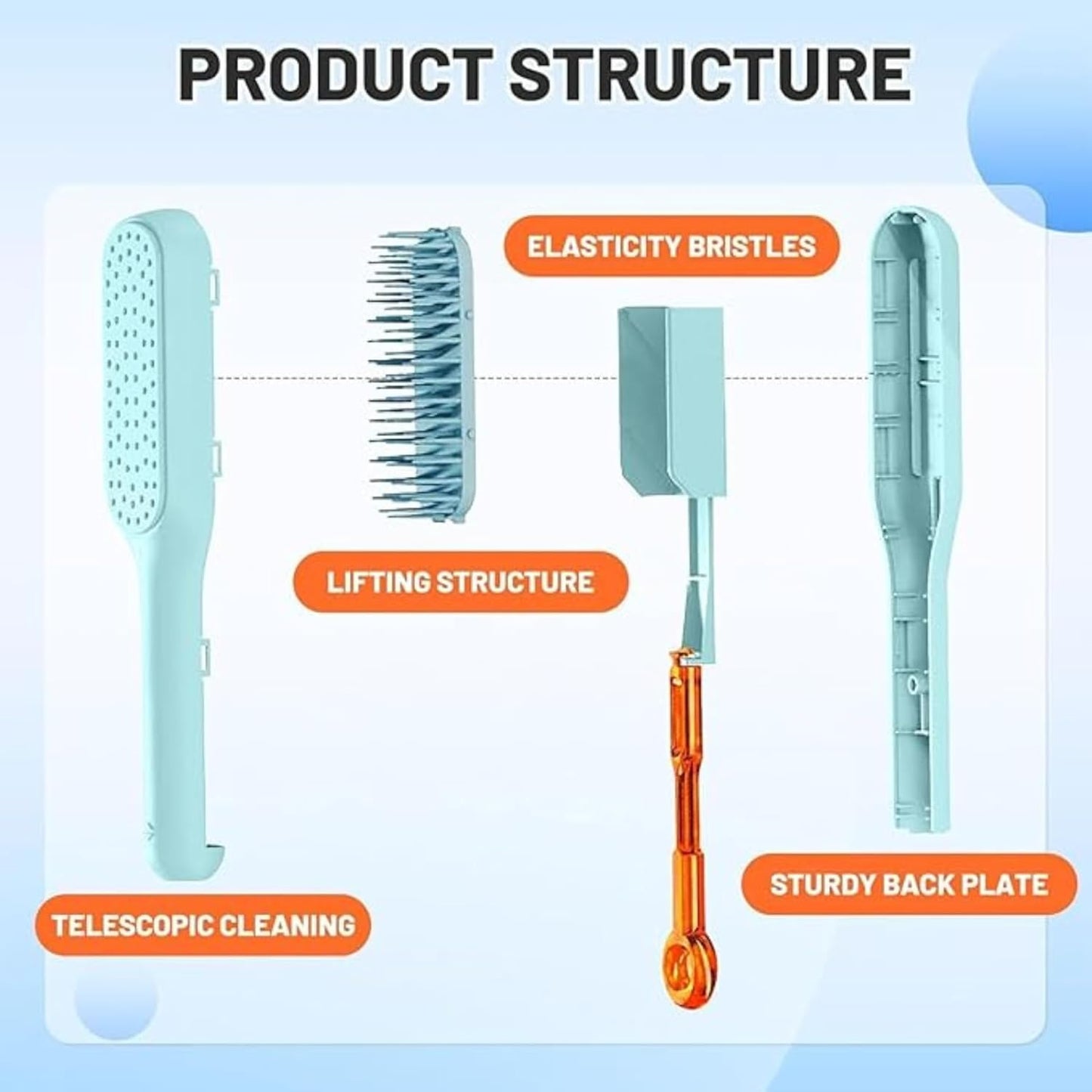 Self-Cleaning Hair Brush | Anti-Static Detangling Comb with Retractable Bristles | Scalp Massage Comb for All Hair Types