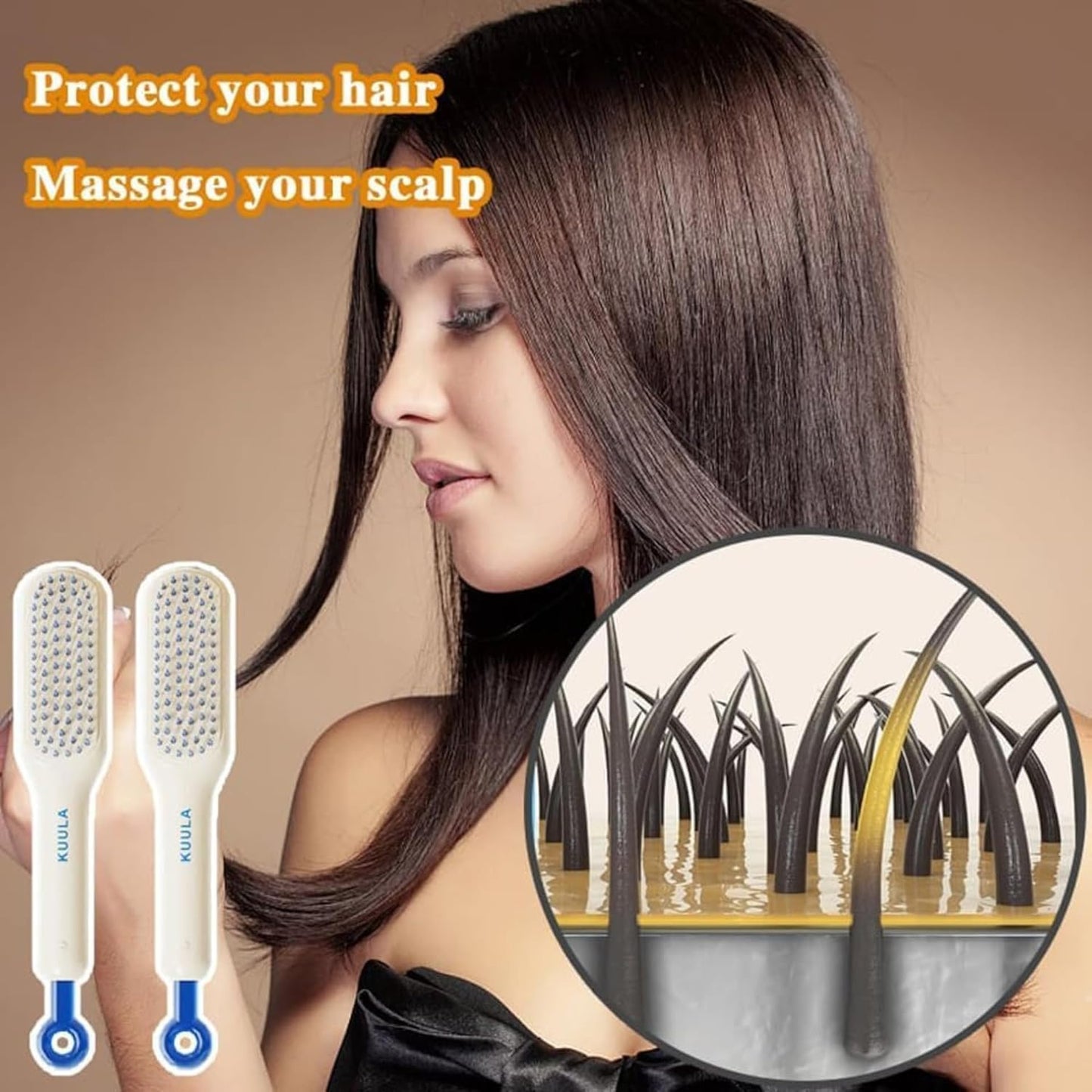 Self-Cleaning Hair Brush | Anti-Static Detangling Comb with Retractable Bristles | Scalp Massage Comb for All Hair Types