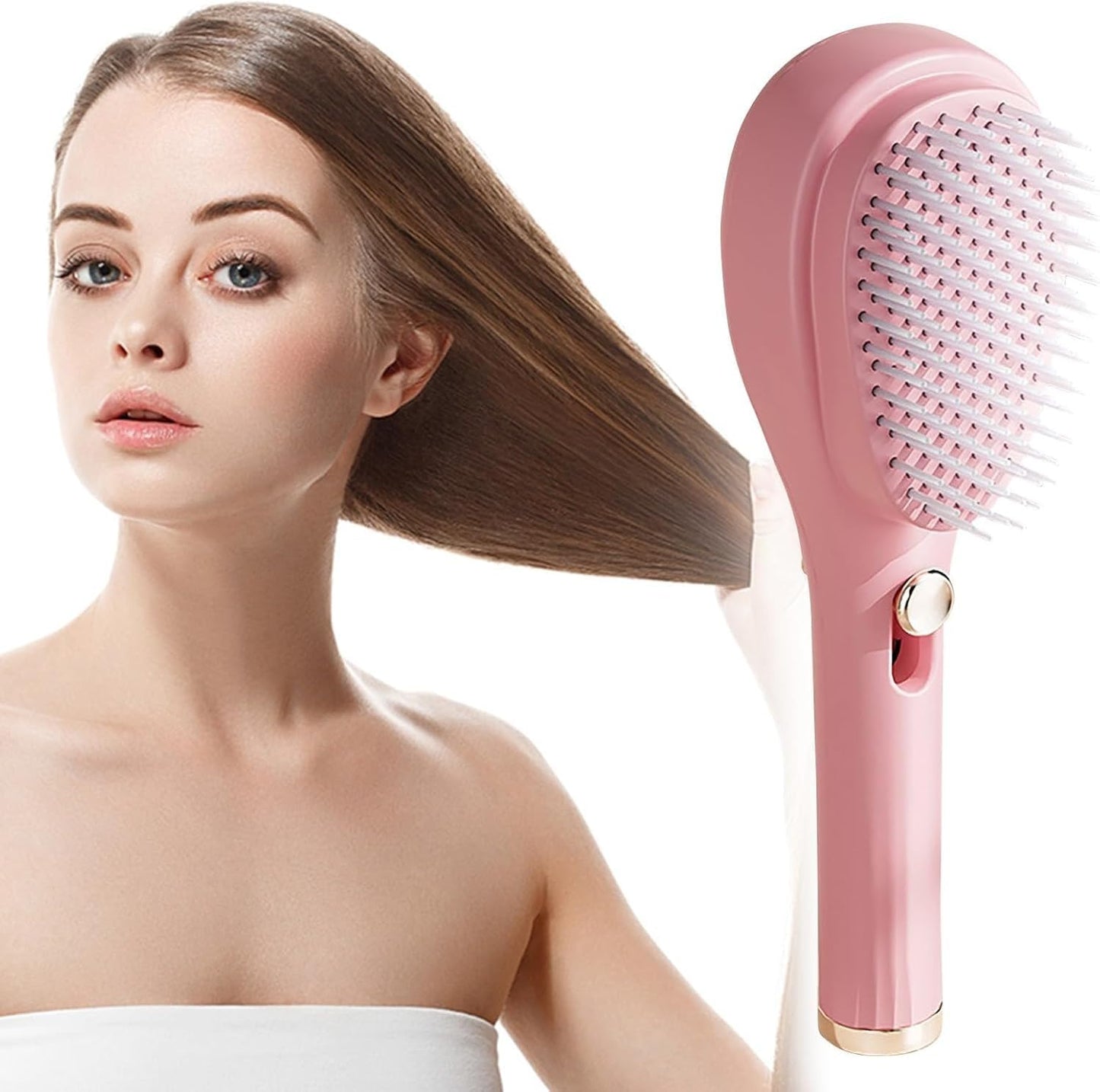 Big Size Self-Cleaning Hair Brush | One-Click Detangling Comb for Women and Men | Anti-Static Scalp Massage Comb