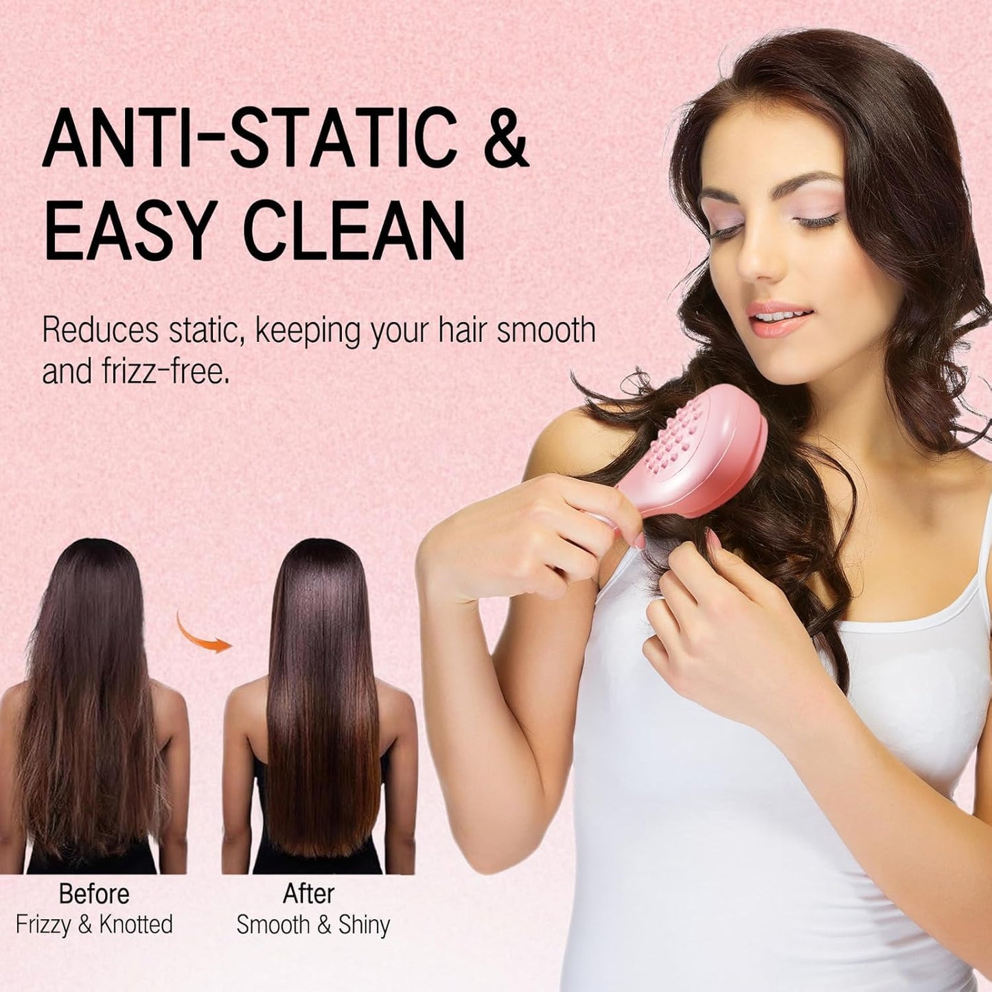 Big Size Self-Cleaning Hair Brush | One-Click Detangling Comb for Women and Men | Anti-Static Scalp Massage Comb