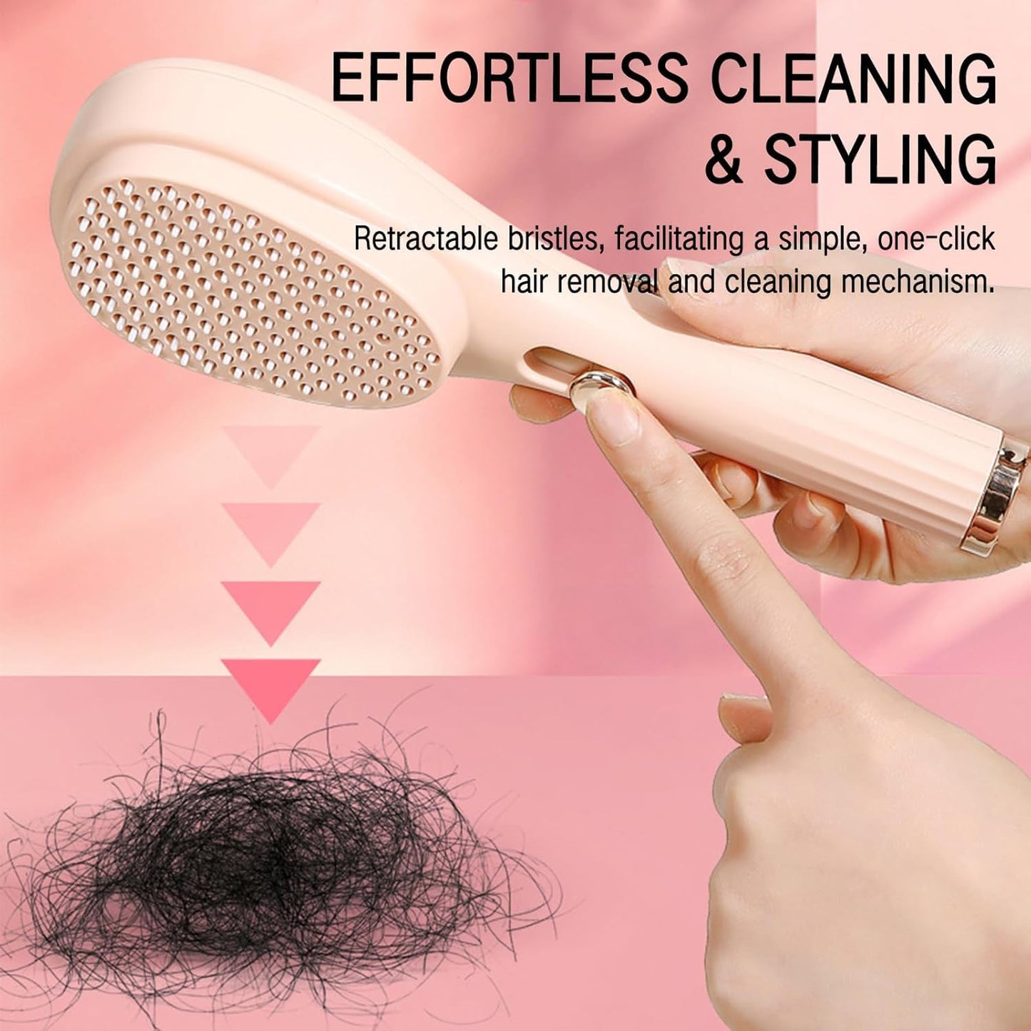 Big Size Self-Cleaning Hair Brush | One-Click Detangling Comb for Women and Men | Anti-Static Scalp Massage Comb