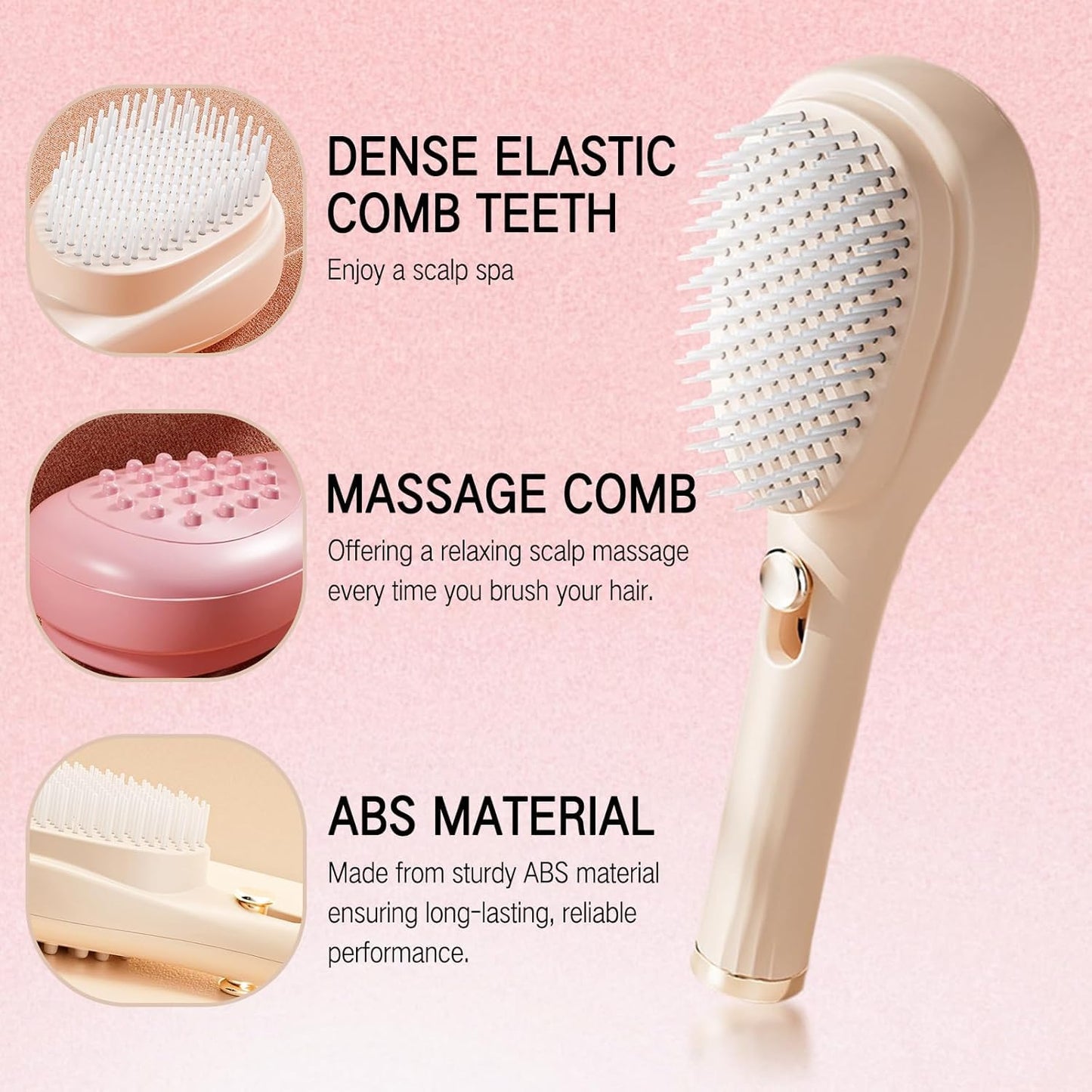 Big Size Self-Cleaning Hair Brush | One-Click Detangling Comb for Women and Men | Anti-Static Scalp Massage Comb