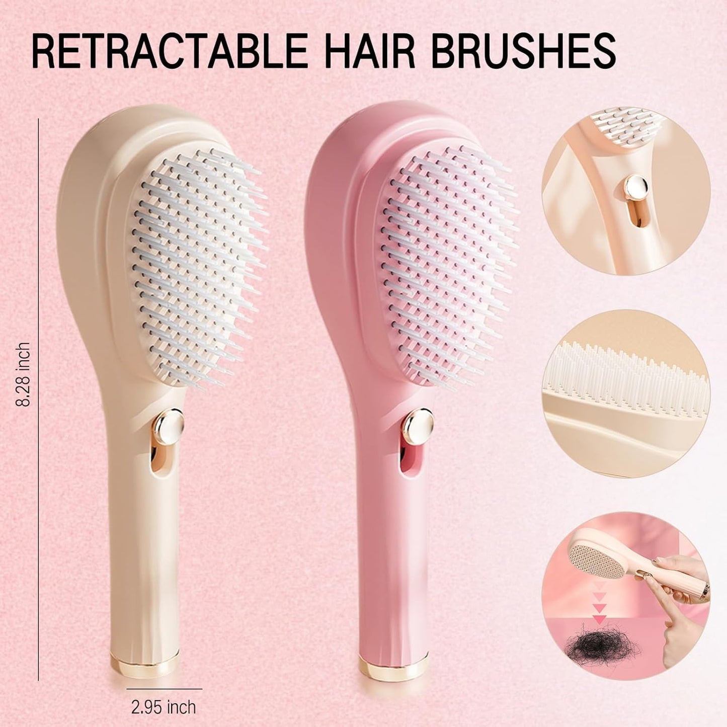 Big Size Self-Cleaning Hair Brush | One-Click Detangling Comb for Women and Men | Anti-Static Scalp Massage Comb